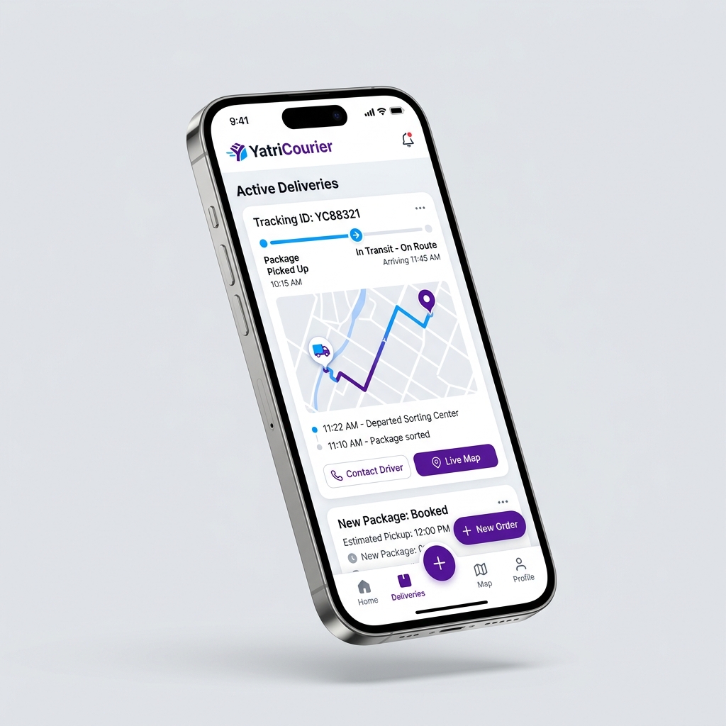 YatriCourier Mobile App Interface